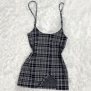 Overall plaid dress